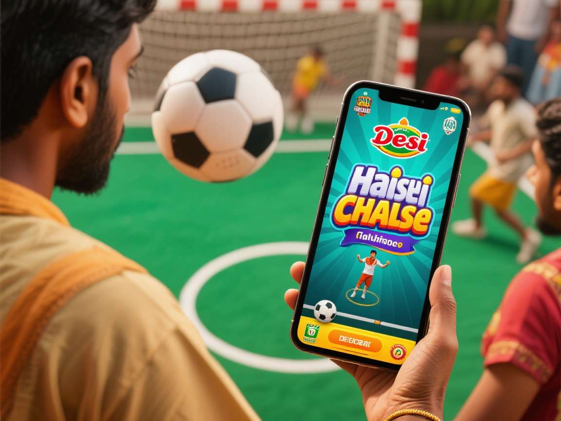 Desi Handball Challenge Gameplay Desi Handball Challenge gameplay showing Indian players in traditional attire competing in a vibrant stadium